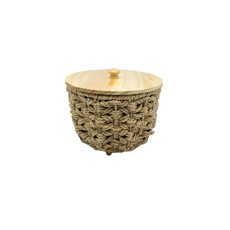 Imagem de CESTA REDONDA EM PALHA CESTARIA E TAMPA BEGE 18X21X21CM - ENTRECASA - Inverno Verao Comercio De Modas E Decoracao Eireli