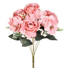 Imagem de BUQUÊ DECORATIVO DE ROSAS ROSA OUTONO E COMPLEMENTOS 43X24CM - GRILLO - Grillo Ltda