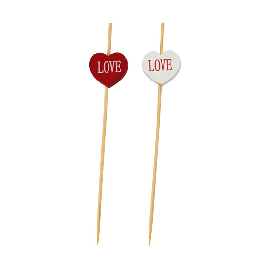 Imagem PALITOS PARA APERITIVOS EM BAMBU LOVE 12CM COM 50 UNIDADES - TUUT
