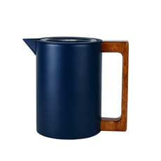 Imagem de GARRAFA TÉRMICA AZUL ESCURO 600ML EM AÇO INOX E ALÇA EM MADEIRA 15X17X12CM - TUUT - Yangzi Brasil Corporation S A 