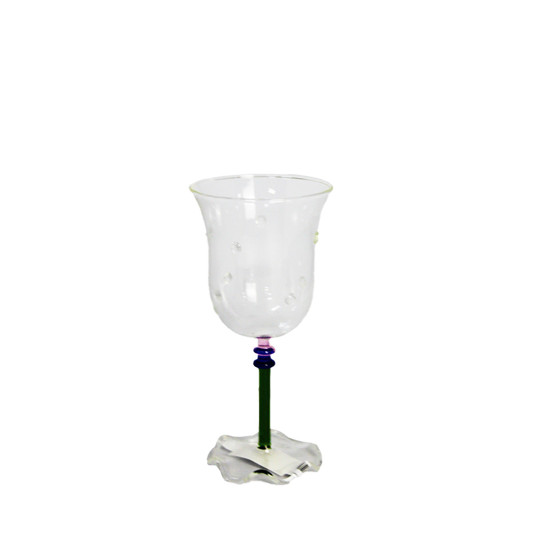 Imagem TAÇA FLOWER 320ML EM VIDRO TRANSPARENTE COM BASE VERDE 19X9X9CM - RIBEIRO E PAVANI