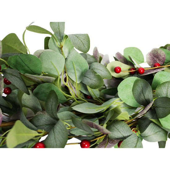 Imagem PENDENTE DECORATIVO DE FOLHAGENS VERDES E BERRIES VERMELHAS EM PLÁSTICO - MAGIZI