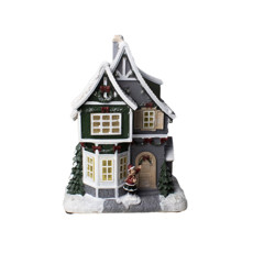 Imagem de CASA NATALINA MUSICAL DECORATIVA COLORIDA EM RESINA COM LED 28X20X12 CM - Mabruk Importacao E Comercio Eireli