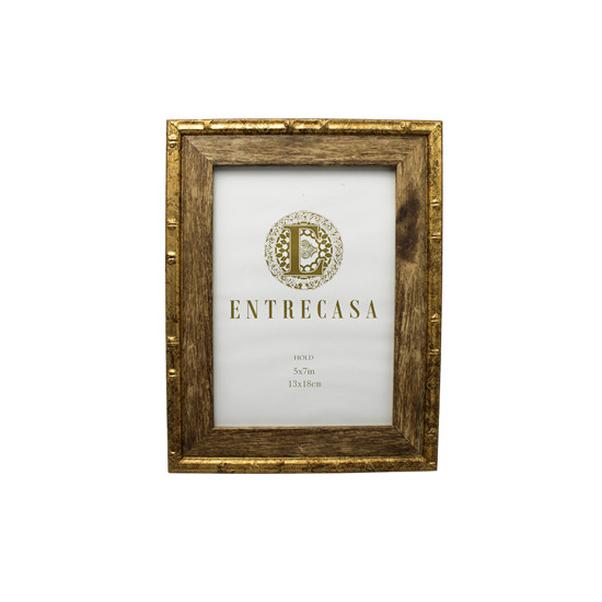 Imagem PORTA-RETRATO EM MDF COM BORDA TEXTURA BAMBÚ AMADEIRADO 22X17X2CM - ENTRECASA