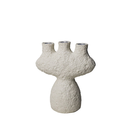 Imagem CASTIÇAL DECORATIVO EM RESINA BRANCO PARA 9 VELAS 15X14X7 CM