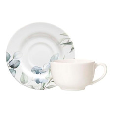 Imagem de XICARA COM PIRES DE CERÂMICA AQUARELLE EUCALIPTO 280 ML - COPA&CIA - Copa Industrial Ltda