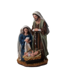 Imagem de ESCULTURA SAGRADA FAMÍLIA DECORATIVA EM RESINA COLORIDA 45X28X18 CM - Artesanatos Iracema Ltda Me