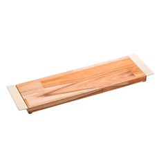 Imagem de BANDEJA PARA SERVIR TECA EM MADEIRA COM ALÇAS EM METAL CHAMPANHE 2,5X46X13CM - WOLFF - Rojemac Impotacao E Exportacao Ltda