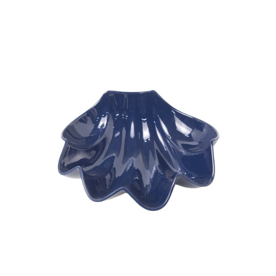 Imagem PETISQUEIRA FORMATO CONCHA EM MELAMINA COR AZUL ESCURO 17X17X7 CM