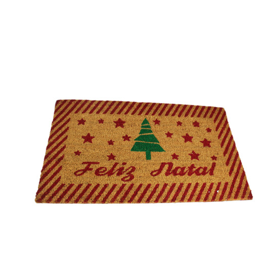 Imagem TAPETE NATALINO DE FIBRA COM ÁRVORE E FELIZ NATAL 45X75CM - YANGZI