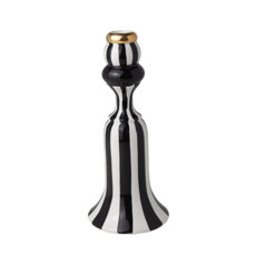 Imagem de CASTIÇAL PRETO E BRANCO DECORATIVO EM CERÂMICA 23X9X9 CM - Cross Comercial Ltda