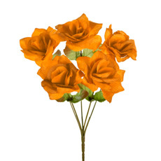 Imagem de BUQUÊ DECORATIVO DE 5 ROSAS COR MOSTARDA EM PLÁSTICO MOLDÁVEL 30X14CM - GRILLO - Grillo Ltda
