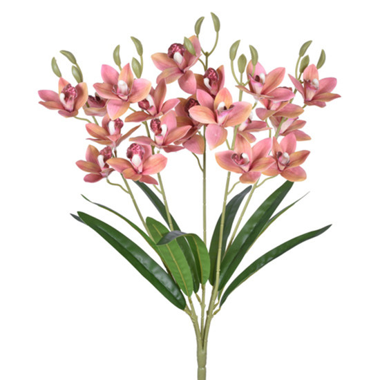 Imagem BUQUÊ DECORATIVO DE ORQUÍDEA CYMBIDIUM ROSA TOQUE REAL EM PLÁSTICO MOLDÁVEL - GRILLO