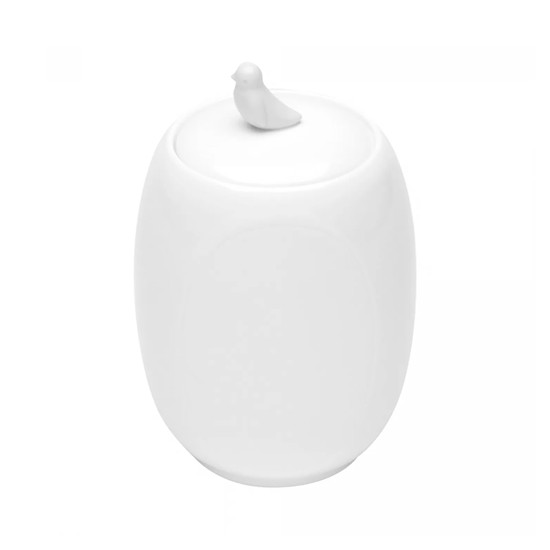 Imagem POTE DE PORCELANA COM TAMPA BIRDS BRANCO 17X12X10CM - WOLFF