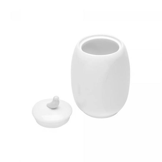 Imagem POTE DE PORCELANA COM TAMPA BIRDS BRANCO 17X12X10CM - WOLFF