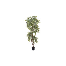 Imagem de PLANTA FICUS TOQUE REAL VERDE E BRANCO COM FOLHAS EM PLÁSTICO E TRONCO NATURAL - GRILLO  - Grillo Ltda