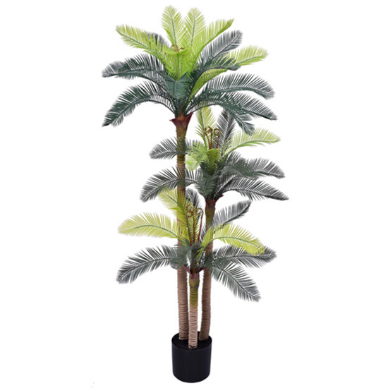 Imagem PLANTA PALMEIRA CICUS COM FOLHAS VERDE EM PLÁSTICO E TRONCO EM PVC COM POTE- GRILLO