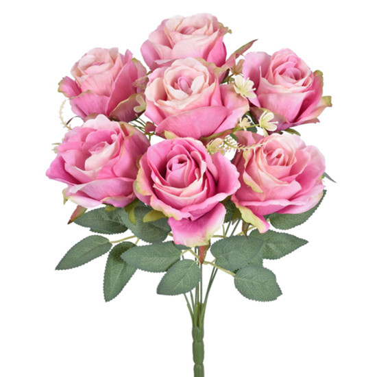 Imagem BUQUÊ DECORATIVO DE ROSAS SILVESTRES ROSA EM PLÁSTICO MOLDÁVEL 45X9CM - GRILLO