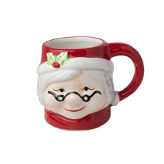 Imagem de CANECA NATALINA MAMÃE NOEL DECORATIVA COLORIDA EM CERÂMICA 10X15X10 CM - Cromus Embalagens Ind. E Com. Ltda