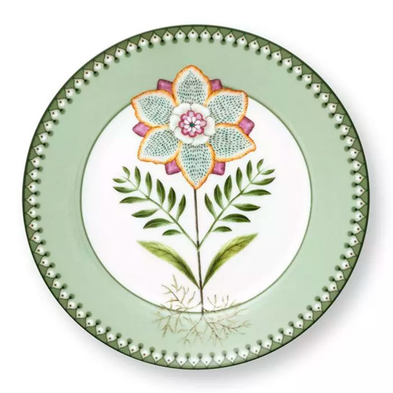 Imagem PRATO PARA SOBREMESA LILY&LOTUS VERDE CLARO EM PORCELANA 21CM - PIP STÚDIO