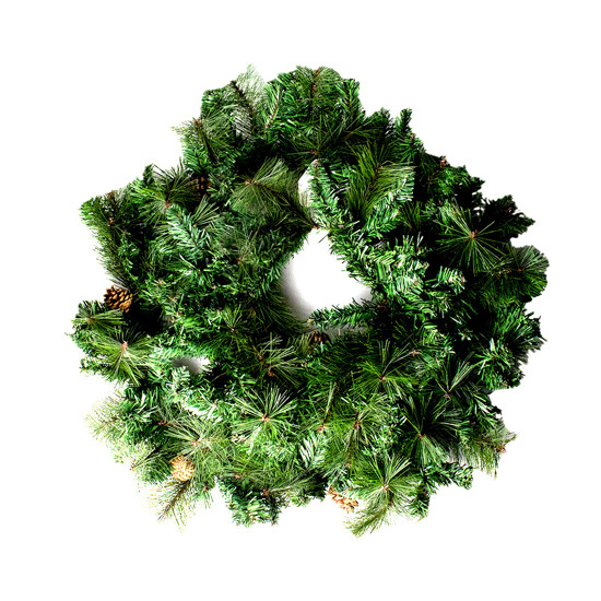 Imagem GUIRLANDA COM PINHAS NATALINA VERDE DECORATIVA EM PVC E ARAME 20X70 CM