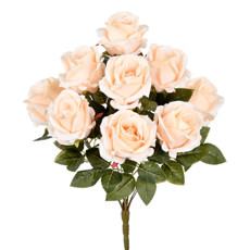 Imagem de BUQUÊ DECORATIVO DE BOTÕES DE ROSAS CHAMPANHE EM PLÁSTICO MOLDÁVEL 47X28CM - GRILLO - Grillo Ltda