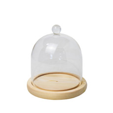 Imagem de CÚPULA EM VIDRO COM BASE EM  MADEIRA 15X15X16CM - GRILLO 59171 - Grillo Ltda
