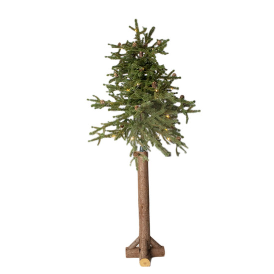 Imagem ÁRVORE DE NATAL DECOR VERDE EM PLÁSTICO C/ PISCA EM LED C/ BASE DE MADEIRA 120X50X50CM 