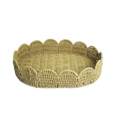 Imagem de BANDEJA OVAL DECORATIVA EM PALHA CESTARIA 10X45X34CM - ENTRECASA - Inverno Verao Comercio De Modas E Decoracao Eireli