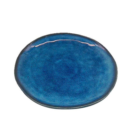Imagem CONJUNTO PRATO DE SOBREMESA EM PORCELANA AZUL E DETALHE PRETO 6 PEÇAS 21CM - CROSS