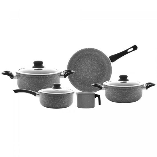 Imagem CONJUNTO 5 PANELAS DE INDUÇÃO GRANILITE ALUMÍNIO CINZA REVESTIMENTO CERÂMICO - WOLFF