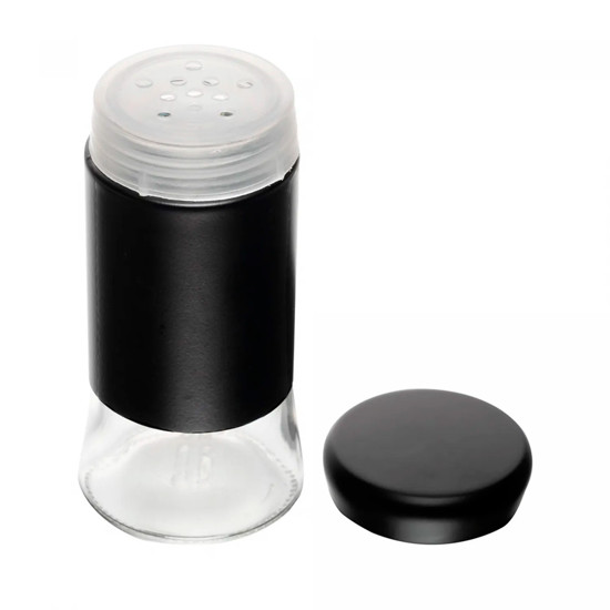 Imagem PORTA TEMPEROS VERSATILE 135ML PRETO EM VIDRO 11X5,5X5,5CM - WOLFF