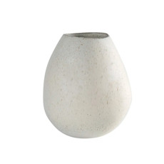 Imagem de VASO DECORATIVO EM CERÂMICA BRANCO COM DETALHES BEGE 19,5X18,5CM - CROSS - Cross Comercial Ltda