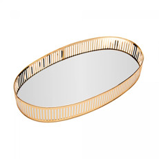 Imagem de BANDEJA DE METAL COM ESPELHO BERLIN DOURADA 5X32X17CM - LYOR - Coliseu Presentes Ltda