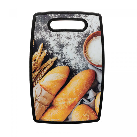 Imagem TÁBUA PARA CORTE DE PLÁSTICO COM ESTAMPA DE PÃES 1X30X20CM - LYOR
