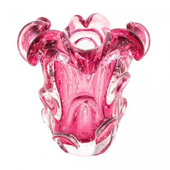 Imagem VASO DECORATIVO DE VIDRO ITALY ROSA 15X16CM - LYOR