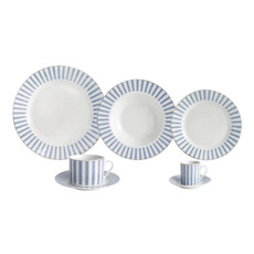 Imagem de APARELHO DE JANTAR CHARMING 42 PEÇAS EM PORCELANA AZUL E BORDA DOURADA - L'HERMITAGE - Full Fit Industria Importacao E Comercio Ltda.