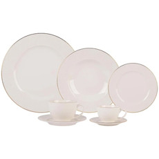 Imagem de APARELHO DE JANTAR EM NEW BONE CHINA BRANCO COM FILADO DOURADO 42 PEÇAS - L'HERMITAGE - Full Fit Industria Importacao E Comercio Ltda.