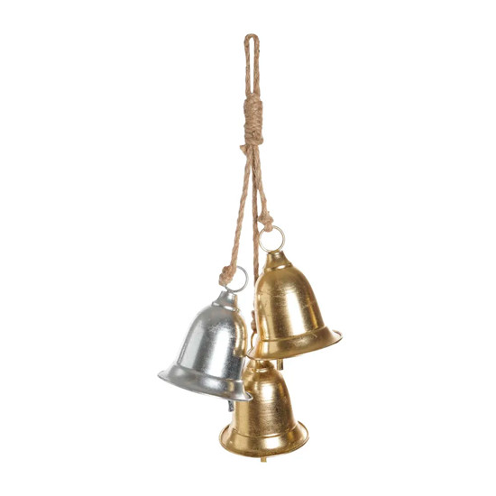 Imagem ENFEITE PARA PENDURAR SINO DOURADO E PRATEADO 21X15X15CM - CROMUS