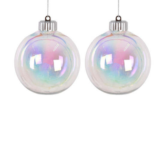 Imagem JOGO 2 BOLAS NATALINAS DECORATIVAS IRIDESCENTE PARA PENDURAR 10CM - GRILLO