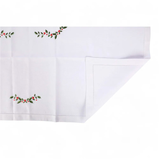 Imagem TOALHA DE MESA NATALINA RETANGULAR BRANCA 300X160CM - CROMUS