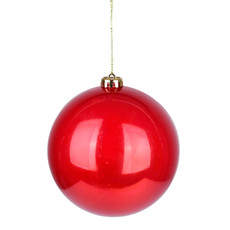 Imagem de BOLA NATALINA DECORATIVA VERMELHA EM PLÁSTICO 15CM - GRILLO - Grillo Ltda