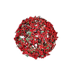 Imagem de BOLA NATALINA DECORATIVA EM VIME COBERTO DE MINI BERRIES VERMELHAS 12CM - GRILLO - Grillo Ltda