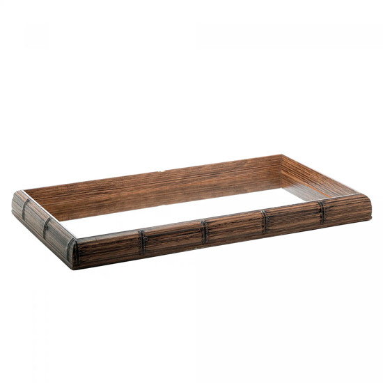 Imagem BANDEJA RETANGULAR ESPELHADA COM PERFIL EM BAMBU 55X35X4CM - WOLFF
