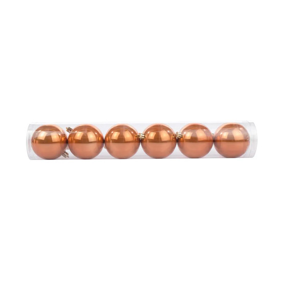 Imagem TUBO COM 6 BOLAS DE NATAL COBRE PEROLADA EM PLÁSTICO 6CM - CROMUS