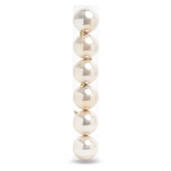 Imagem TUBO COM 6 BOLAS LISAS DE NATAL CHAMPAGNE PEROLADO EM PLÁSTICO 7CM - CROMUS