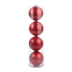 Imagem de TUBO COM 4 BOLAS DE NATAL VERMELHAS LISA EM PLÁSTICO 12CM - CROMUS - Cromus Embalagens Ind E Com Ltda