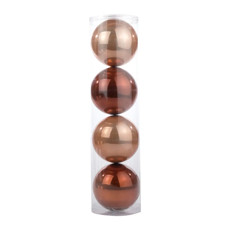 Imagem de TUBO COM 4 BOLAS DE NATAL LISAS PEROLADAS EM PLÁSTICO 12CM - CROMUS - Cromus Embalagens Ind E Com Ltda