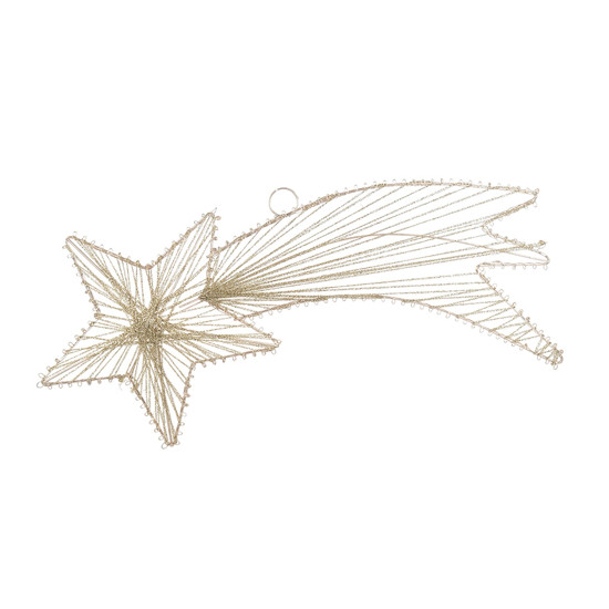 Imagem ESTRELA CADENTE CHAMPAGNE DECORATIVA DE PENDURAR EM METAL E POLIÉSTER 45CM - CROMUS