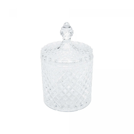 Imagem POTICHE DECORATIVO DE CRISTAL COM TAMPA LITT 7X7X11CM - WOLFF